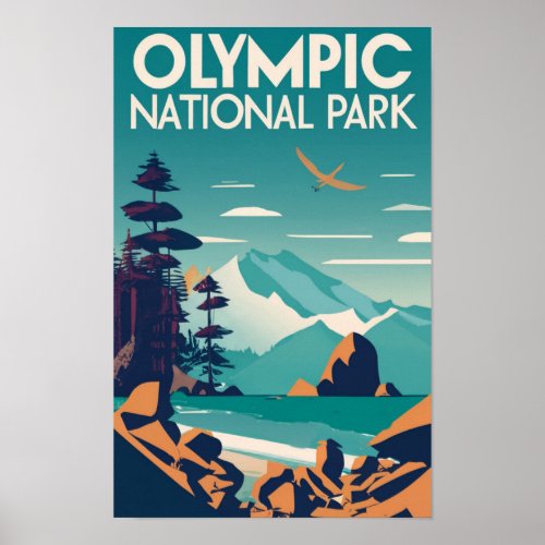 Olympic National Park Washington Rocky Beach Poster