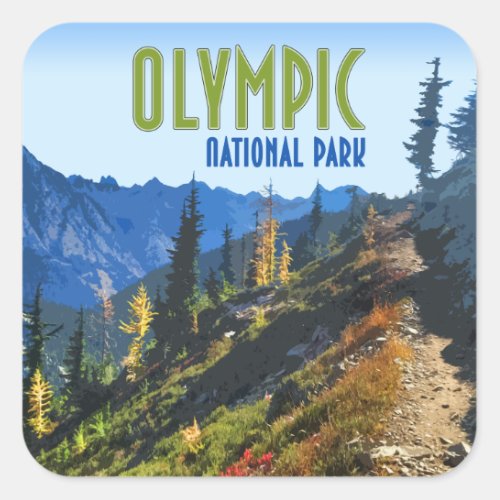 Olympic National Park Washington State Vintage Square Sticker
