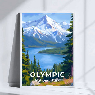 Olympic National Park Washington Travel Painting Poster
