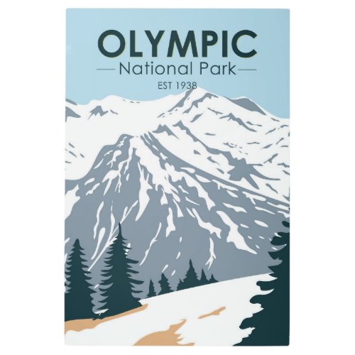 Olympic National Park Washington Vintage  Metal Print