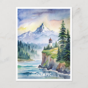 Olympic National Park Watercolor Painting Postcard