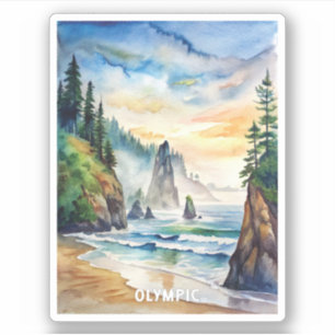 Olympic National Park Watercolor Painting Sticker