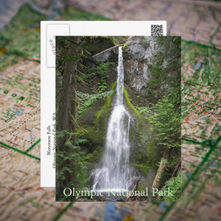 Olympic National Park Waterfall Travel Photo Postcard