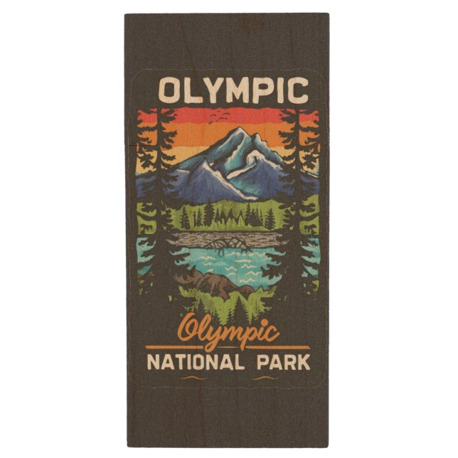 Olympic National Park  Wood Flash Drive (Front Vertical)