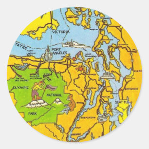 Olympic Peninsula Map Classic Round Sticker