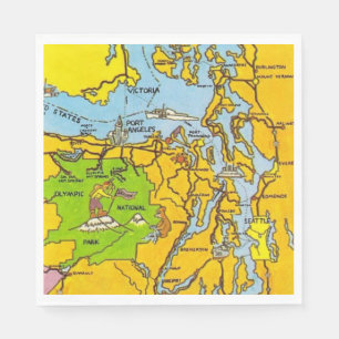 Olympic Peninsula Map Napkins