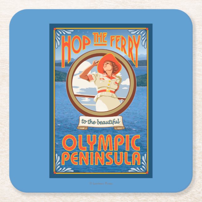 Olympic Peninsula, WashingtonHop the Ferry Square Paper Coaster (Front)