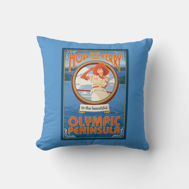 Olympic Peninsula, WashingtonHop the Ferry Throw Pillow (Front)