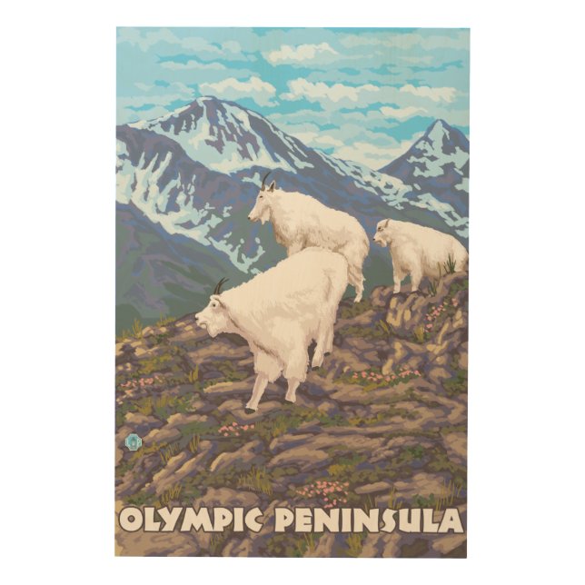 Olympic Peninsula, WashingtonMountain Goats Wood Wall Art (Front)