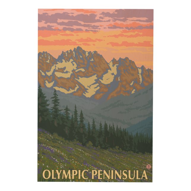 Olympic Peninsula, WashingtonSpring Flowers Wood Wall Decor (Front)
