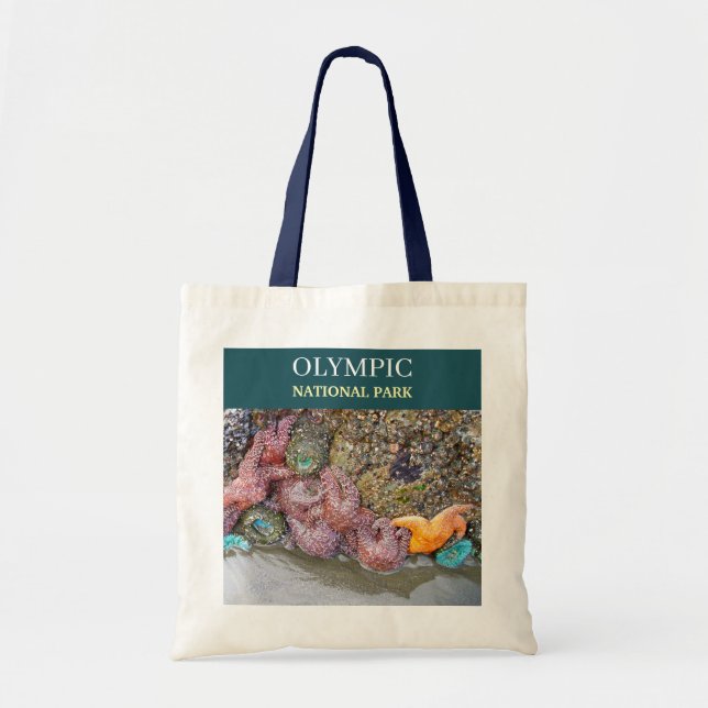 Olympic Ruby Beach Tidal Pool, Starfish, Anemone Tote Bag (Front)