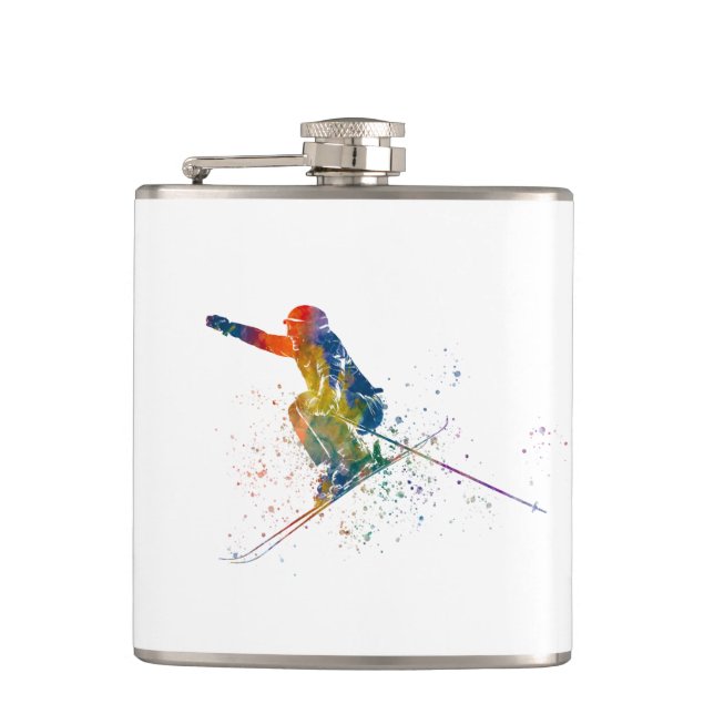 Olympic ski competition in watercolor flask (Front)