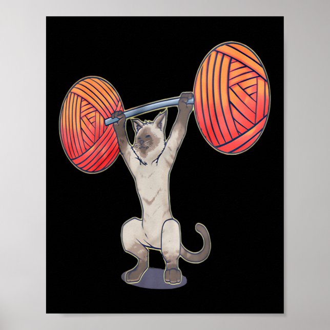 Olympic Snatch Siamese Cat Weightlifting Bodybuild Poster (Front)