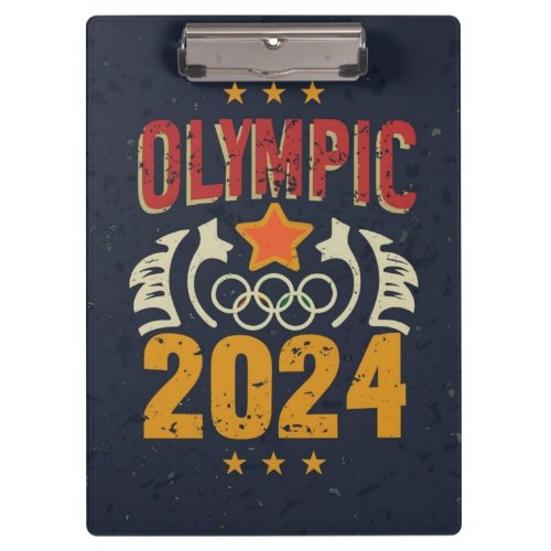 Olympics 2024 Unleashed Rings of Victory Design Clipboard