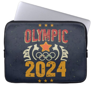 Olympics 2024 Unleashed: Rings of Victory Design Laptop Sleeve