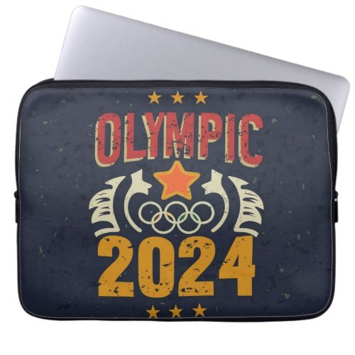 Olympics 2024 Unleashed Rings of Victory Design Laptop Sleeve