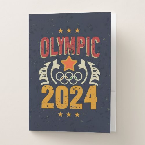 Olympics 2024 Unleashed Rings of Victory Design Pocket Folder