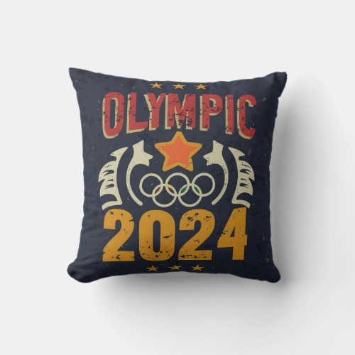 Olympics 2024 Unleashed Rings of Victory Design Throw Pillow