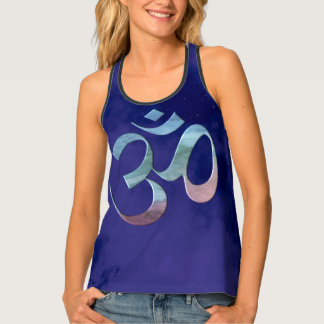 Om 1 Blue Monochrome Tie dye Tank Top