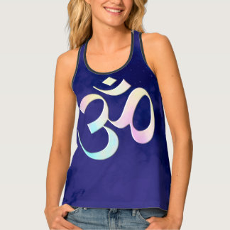 Om 2 Blue Monochrome Tie dye Tank Top