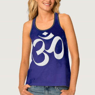 Om 3 Blue Monochrome Tie dye Tank Top