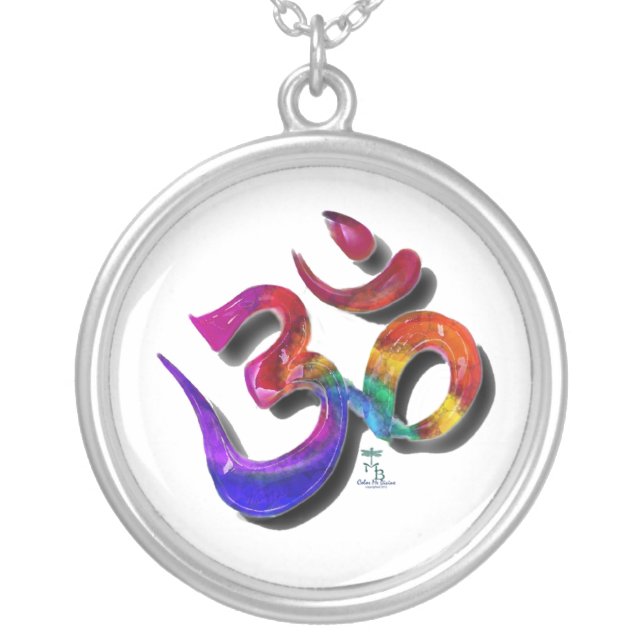 OM 3D SILVER PLATED NECKLACE (Front)
