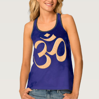 Om 4 Blue Monochrome Tie dye Tank Top