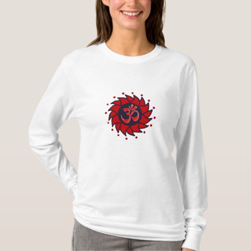 Om and Red Pinwheel _ Yoga Hoodie T_Shirt