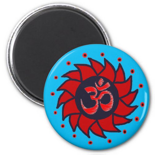 Om and Red Pinwheel _ Yoga Magnets