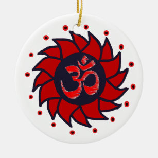 Om and Red Pinwheel - Yoga Ornament