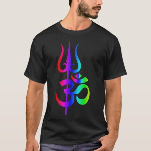 Om and trishul hindu psychedelic design   T_Shirt