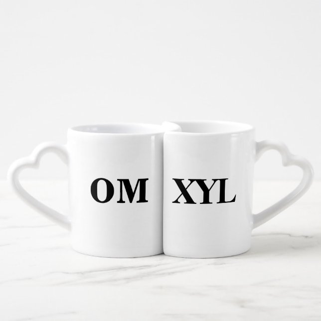 OM and XYL  Ham Radio Couple's Mug  Customize It! (Front Nesting)