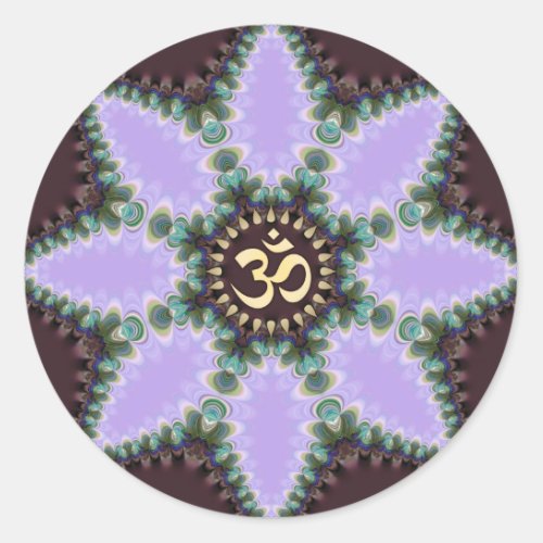 OM Art Purple Fractal Flower Classic Round Sticker