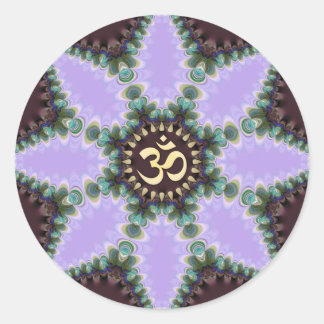 OM Art Purple Fractal Flower Classic Round Sticker