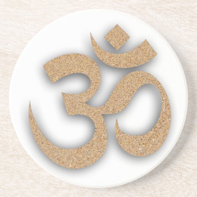 OM At The Beach Yoga Sandstone Coaster (Front)