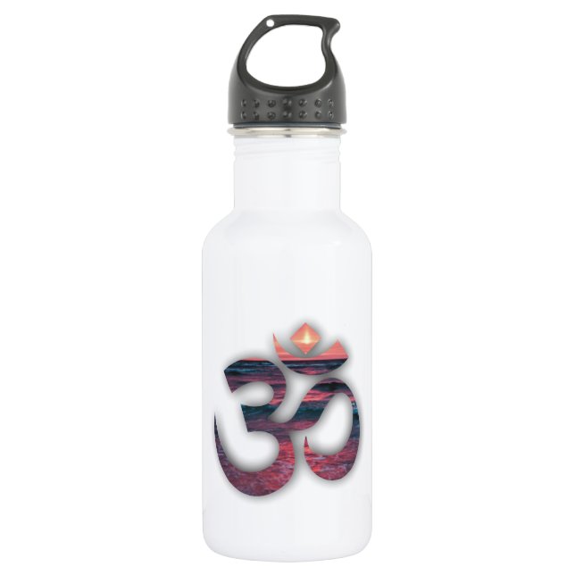 OM At The Ocean Yoga Stainless Steel Water Bottle (Front)