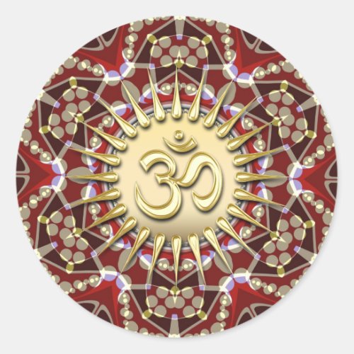 OM AUM Earthy Gold Mandala Meditation Yoga Sticker