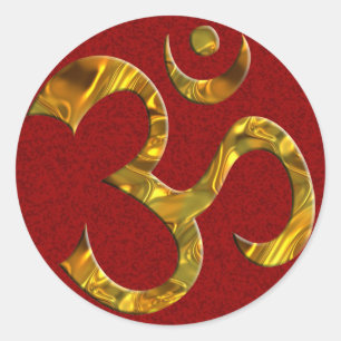 OM / AUM - GOLD   dark red splatter Classic Round Sticker