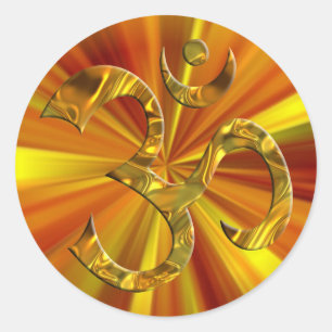 OM / AUM - GOLD   yellow zoom Classic Round Sticker
