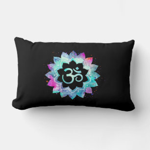 *~* Om Aum Lumbar Turquoise Blue Magenta black Pillow
