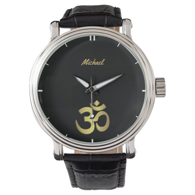 Om ( Aum ) Namaste yoga symbol name Watch (Front)