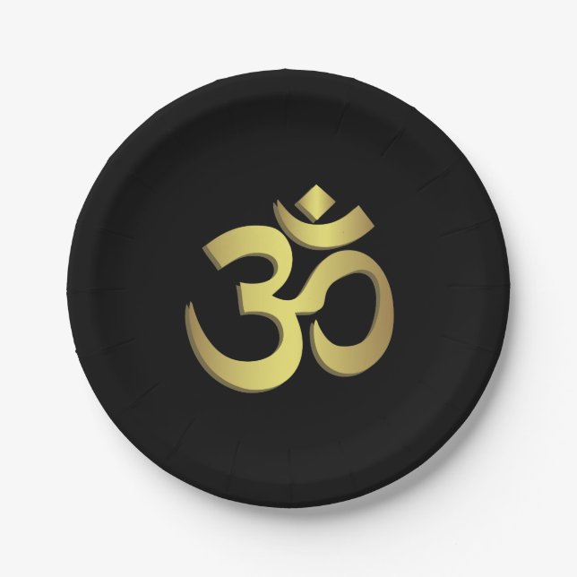 Om ( Aum ) Namaste yoga symbol Paper Plates (Front)