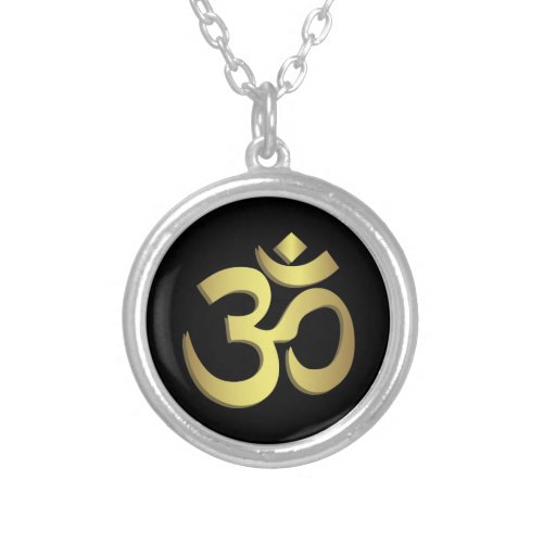 Om  Aum  Namaste yoga symbol Silver Plated Necklace