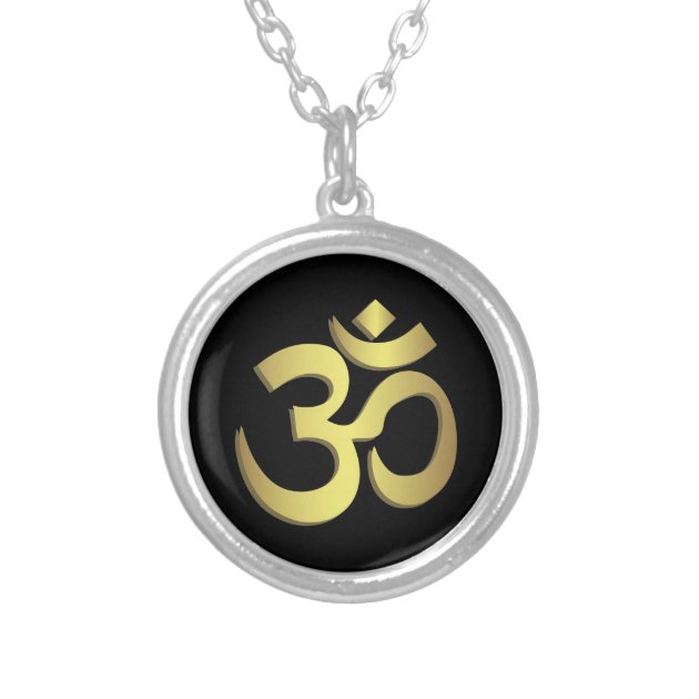 Om ( Aum ) Namaste yoga symbol Silver Plated Necklace | Zazzle