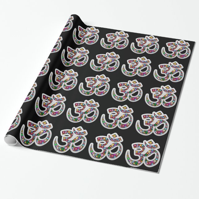 Om Aum Namaste Yoga Symbol Wrapping Paper (Unrolled)