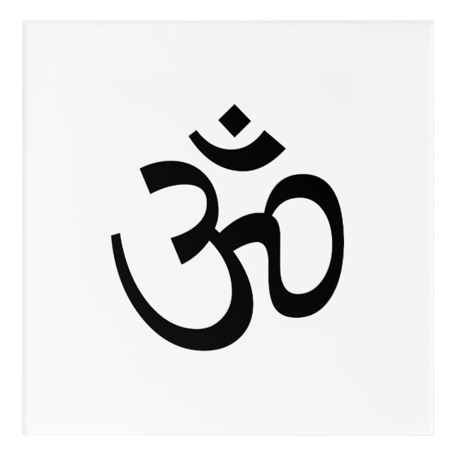 Om Aum outline Icon, Hinduism Symbol, black white  Acrylic Print (Front)