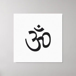 Om Aum outline Icon, Hinduism Symbol, black white  Canvas Print