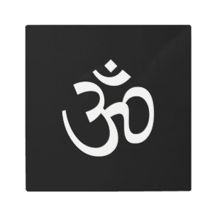 Om Aum outline Icon, Hinduism Symbol, black white  Metal Print