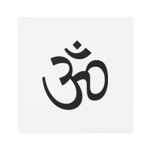 Om Aum outline Icon, Hinduism Symbol, black white  Metal Print