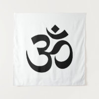 Om Aum outline Icon, Hinduism Symbol, black white 